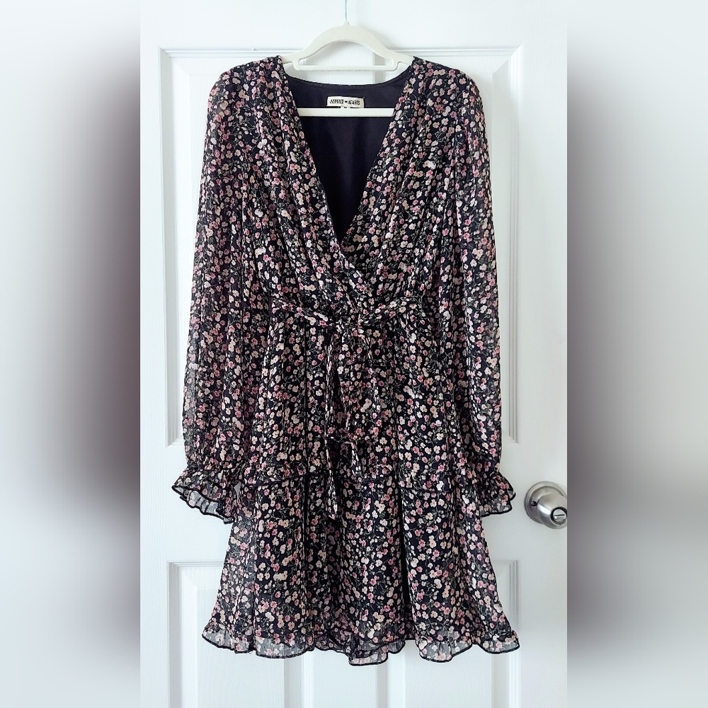 Inspired Hearts Ditzy Floral Chiffon Wrap Dress